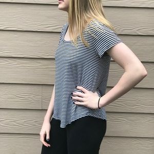 Navy Blue and White Striped Shirt